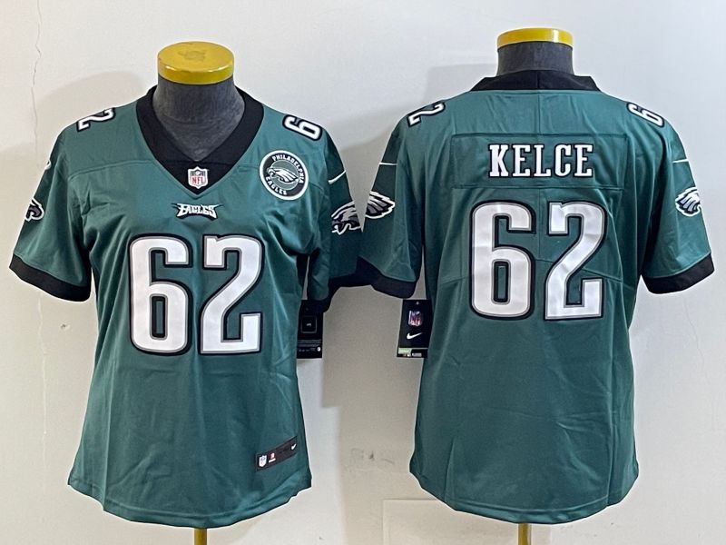 Youth Philadelphia Eagles #62 Kelce Green 2025 Nike Vapor Limited NFL Jersey style 4